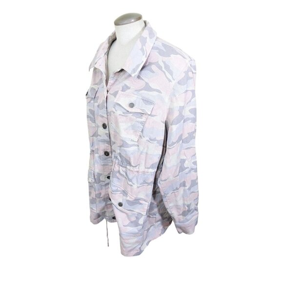 TORRID Jacket Coat Size 3 Camo Pink Gray Cinch Waist Draw String Cotton Spandex - Picture 4 of 7